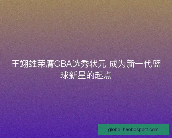 王翊雄荣膺CBA选秀状元 成为新一代篮球新星的起点